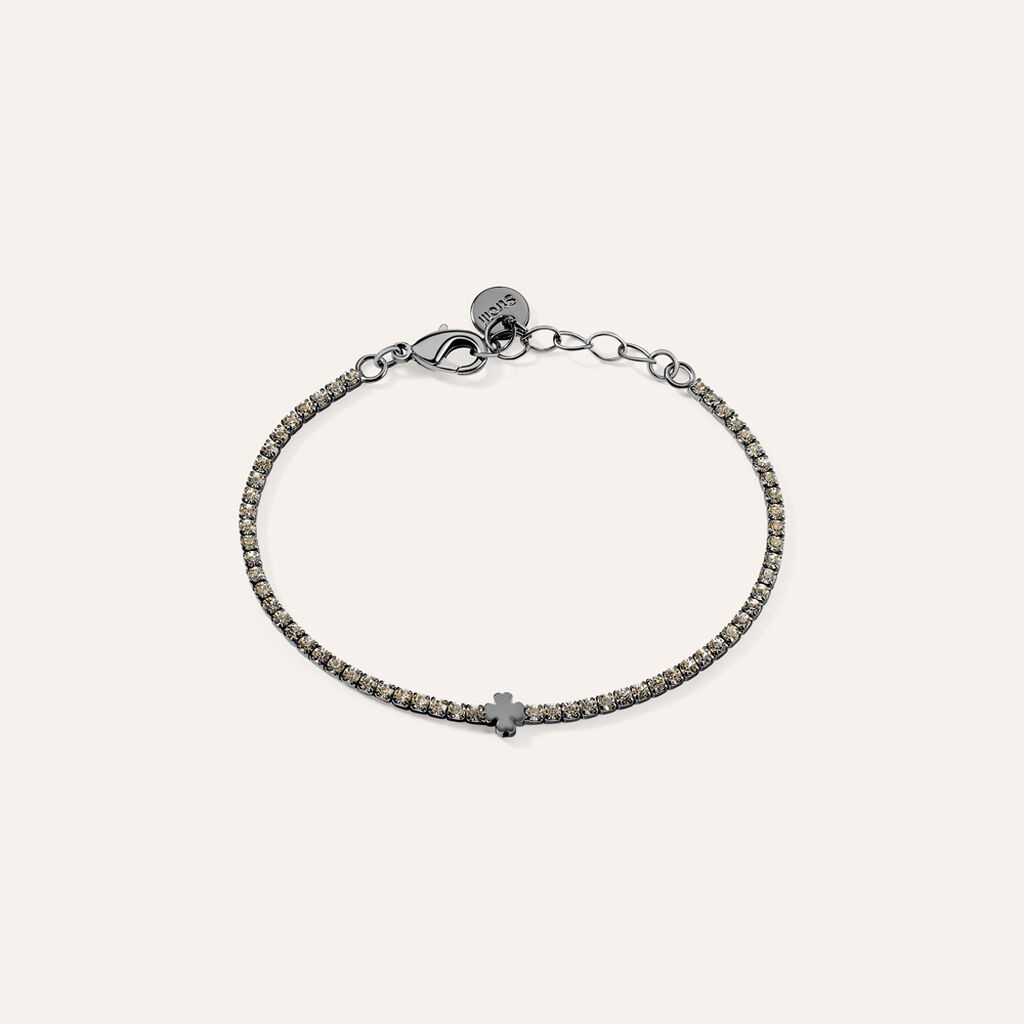 Bracciale Tennis Romantic Shine Metallo Nero Cristallo