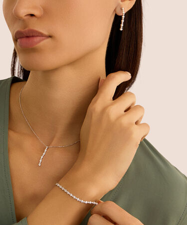 Orecchini Pendenti Tennis Silver Elegance Argento Rodiato Cubic Zirconia