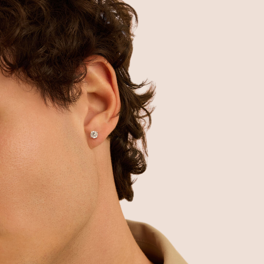 Mono Orecchino Lobo Punto Luce L'homme Or Oro Bianco Cubic Zirconia