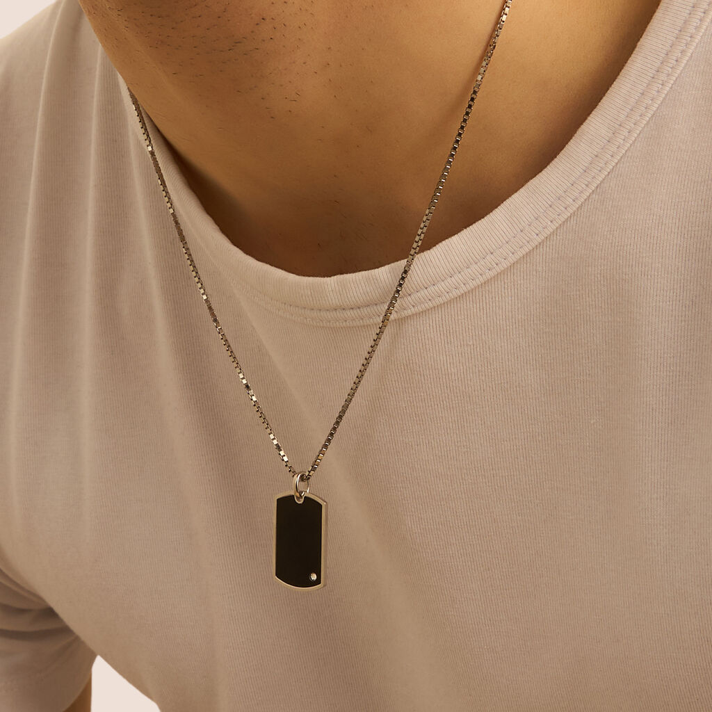 Collana Gentleman Argento Rodiato Cubic Zirconia