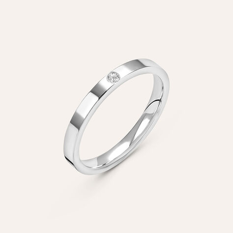 Fede Comoda Squadrata 2.5 mm Oro Bianco Diamante - Anelli con Incisione Unisex | Stroili