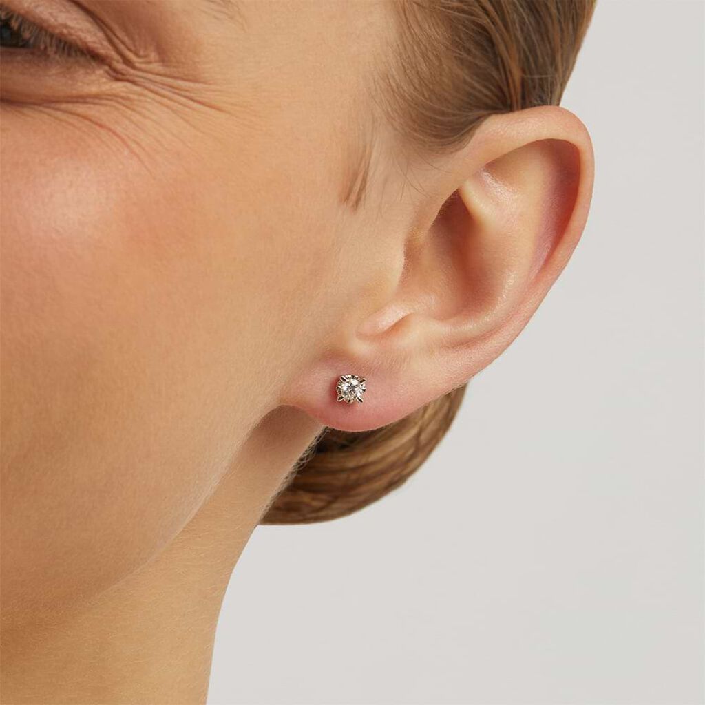 Orecchini Lobo Punto Luce Diamazing Oro Bianco Diamante - Orecchini a Lobo Donna | Stroili