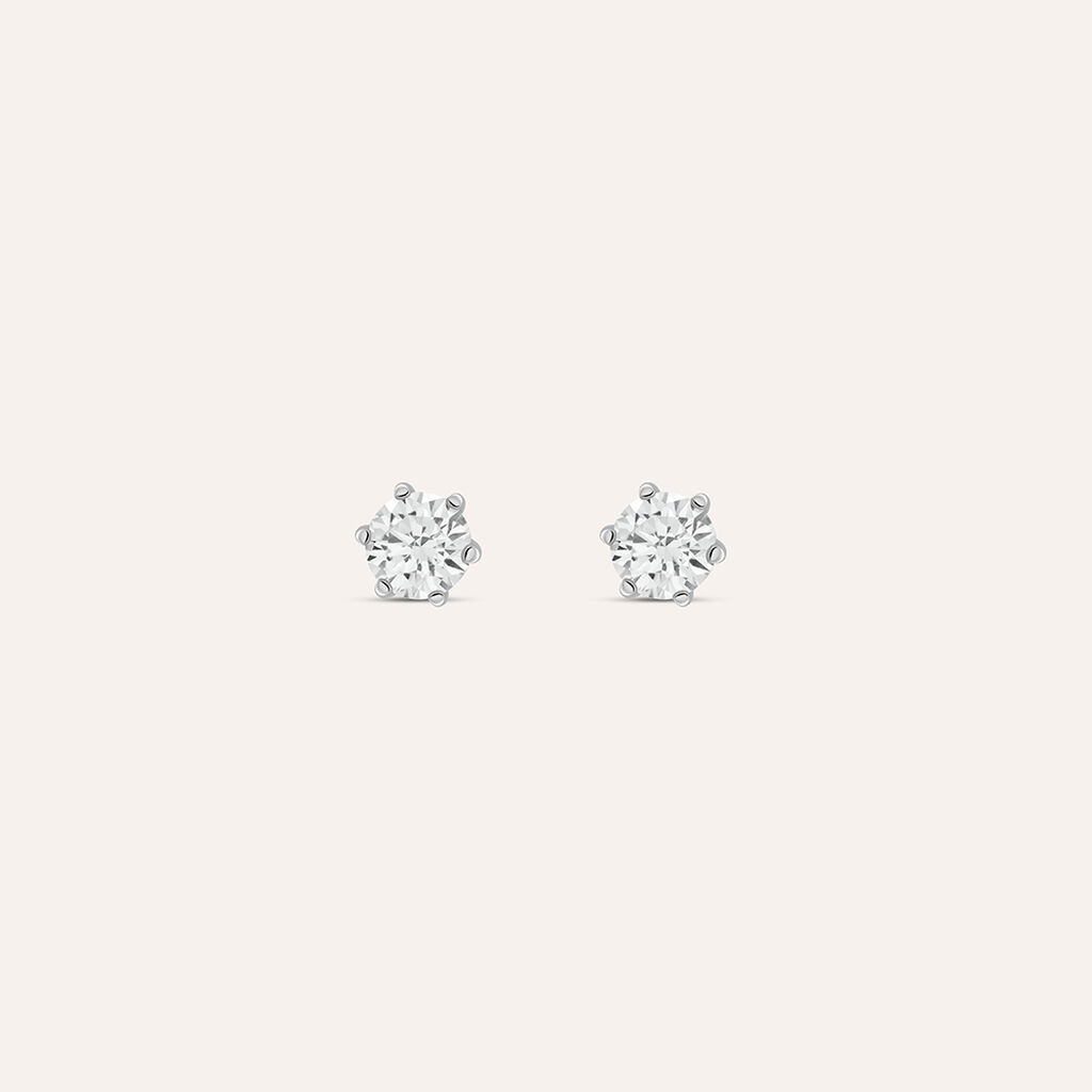Orecchini Lobo Punto Luce Claire Oro Bianco Cubic Zirconia - Orecchini a Lobo Donna | Stroili