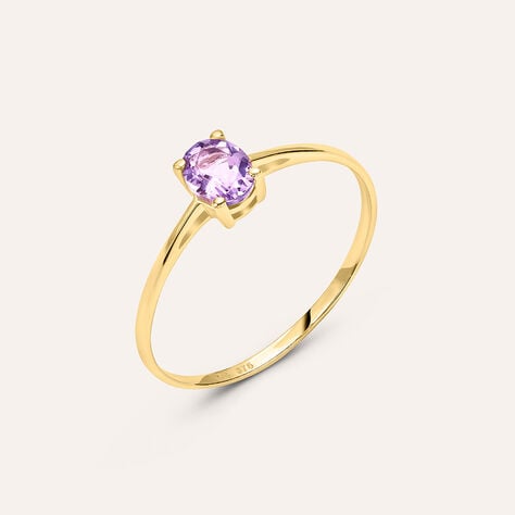 Anello Solitario Amélie Oro Giallo Ametista - Anelli con Pietre Donna | Stroili