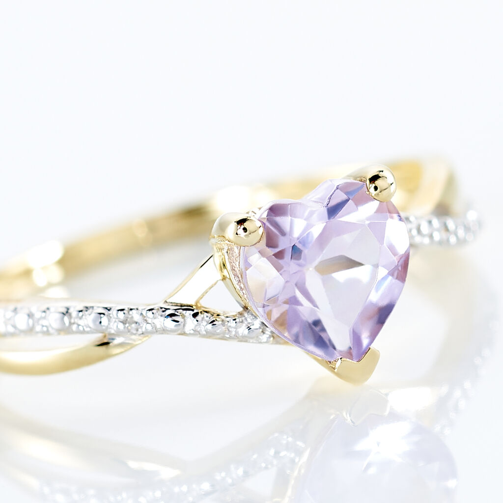 Anello Am&eacute;lie Oro Giallo Ametista Cubic Zirconia