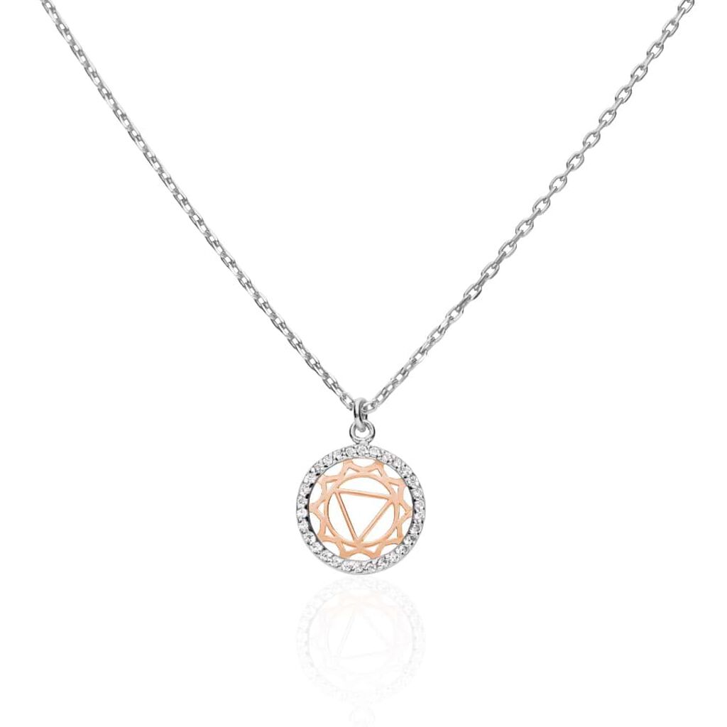 Collana in argento bicolore e zirconi con ciondolo III Chakra della volont√† - Collane Donna | Stroili