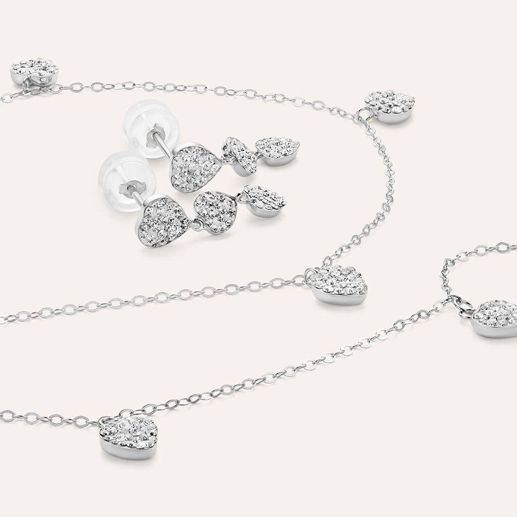 Orecchini Pendenti Christelle Oro Bianco Cristallo