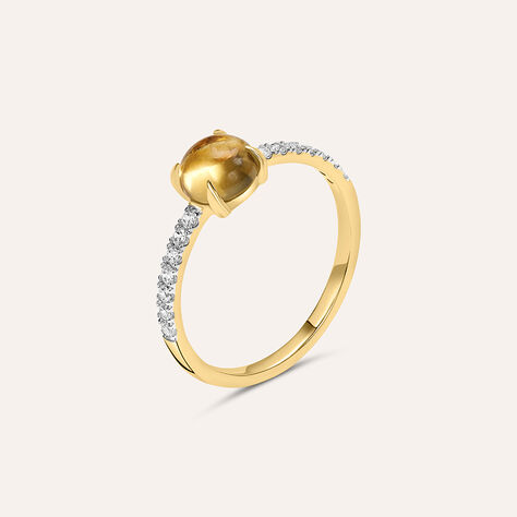 Anello Solitario Am&eacute;lie Oro Giallo Citrino Cubic Zirconia - Anelli con Pietre Donna | Stroili
