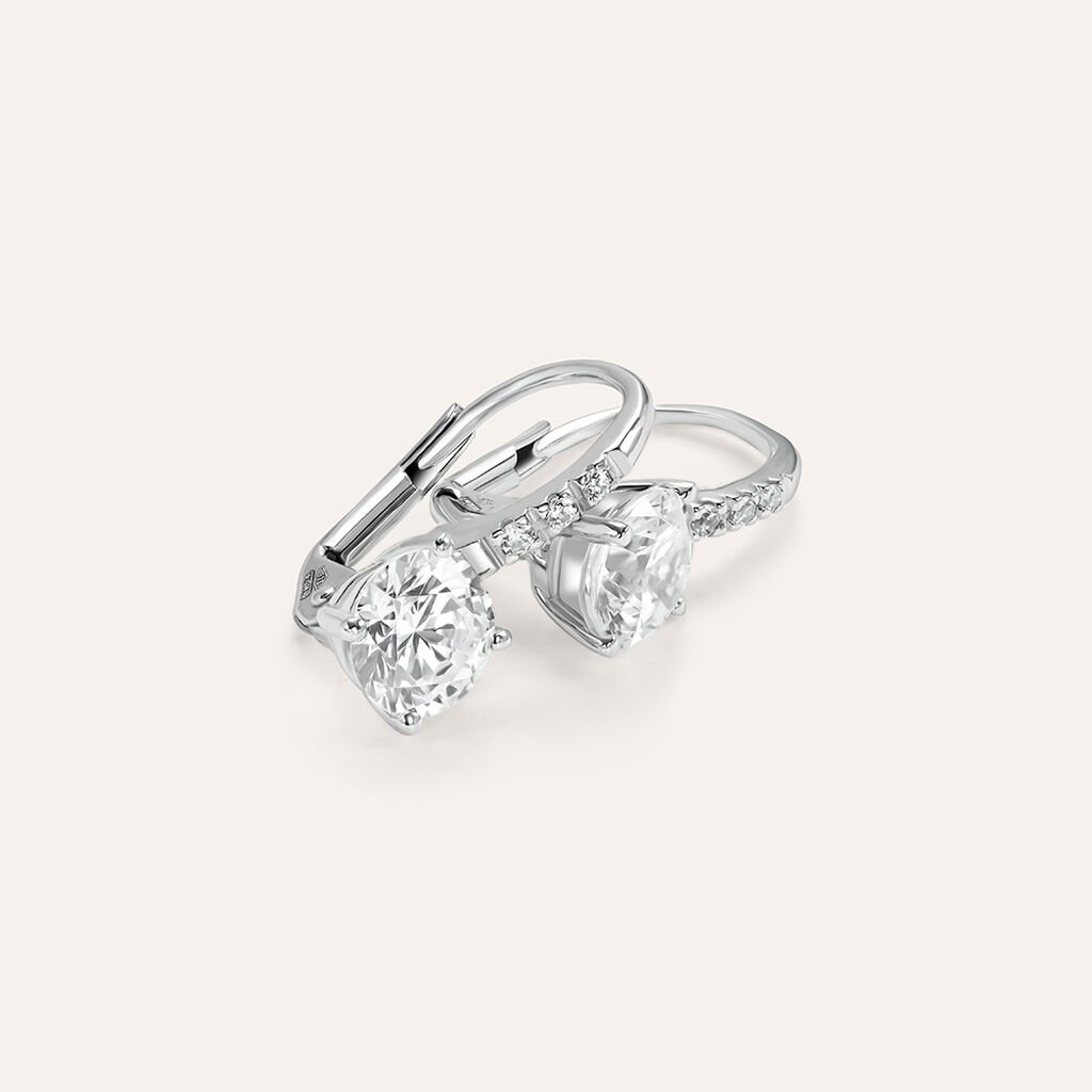 Orecchini Pendenti Punto Luce Claire Oro Bianco Cubic Zirconia