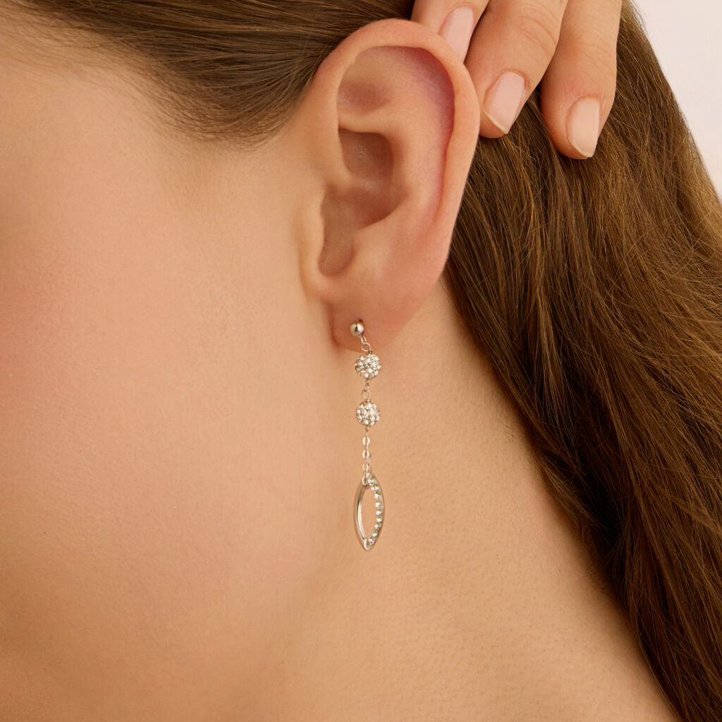 Orecchini Pendenti Christelle Oro Bianco Cristallo