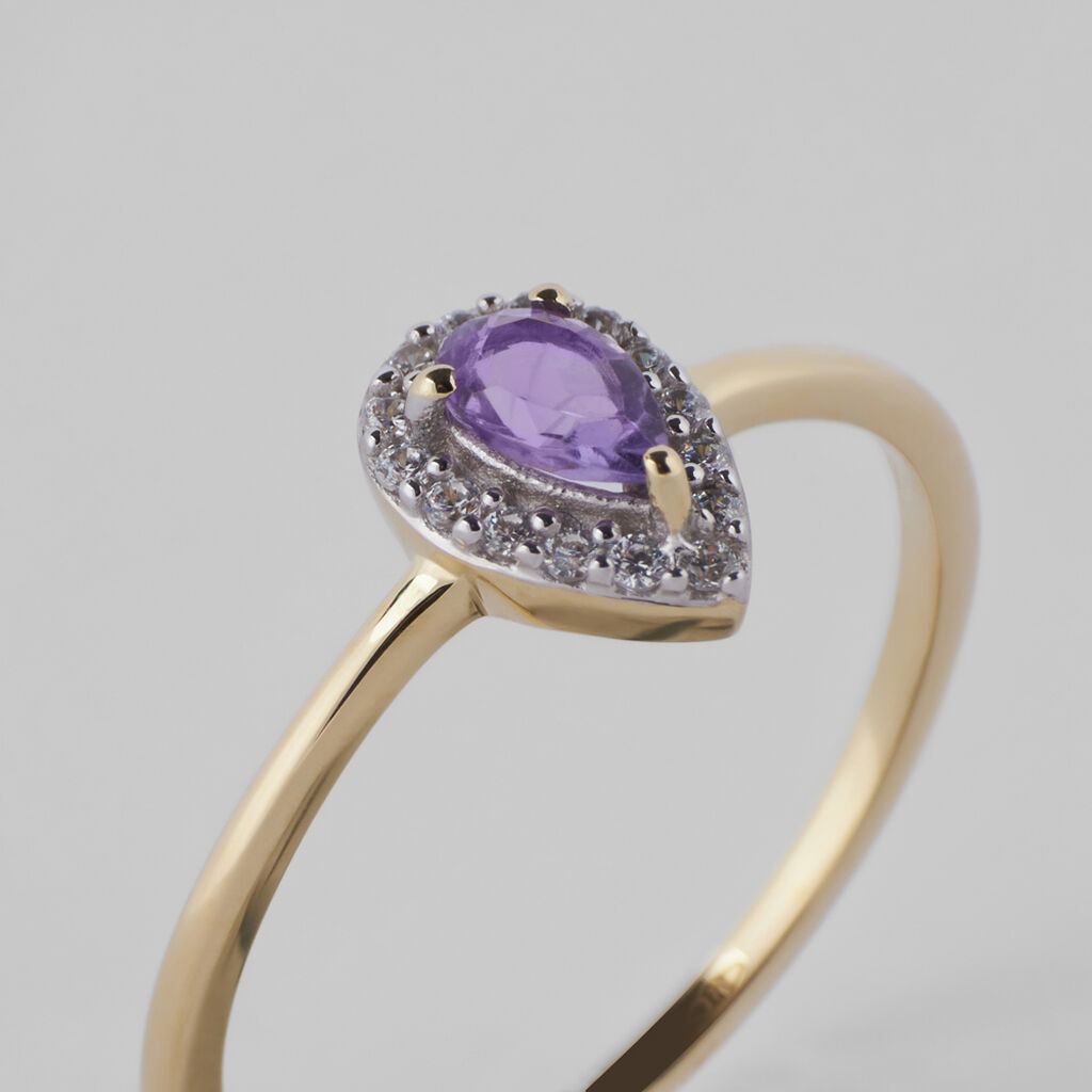 Anello Solitario Amélie Oro Giallo Ametista Cubic Zirconia - Anelli con Pietre Donna | Stroili