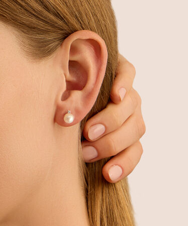 Orecchini Lobo Gold Pearls Oro Bianco Perla D'Acqua Dolce Diamante