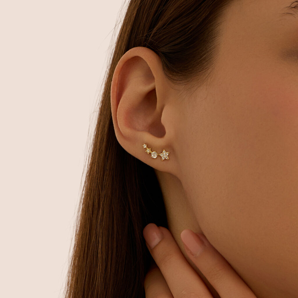 Orecchini Lobo Bon Ton Oro Giallo Cubic Zirconia