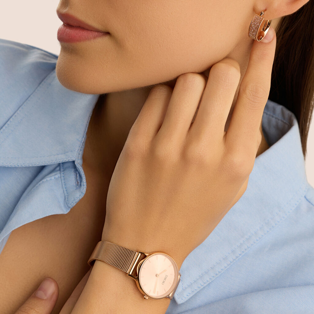 Orecchini A Cerchio Aura Acciaio Rosa