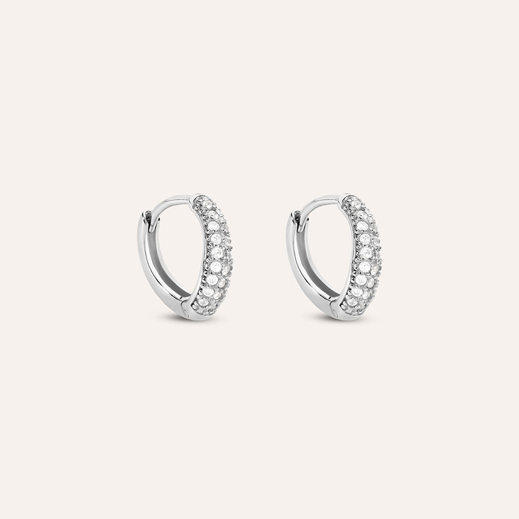 Orecchini A Cerchio Silver Shine Argento Rodiato Cubic Zirconia