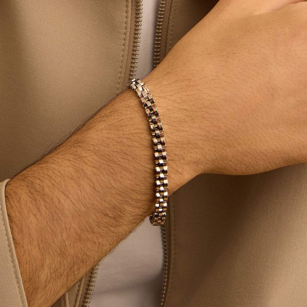 Bracciale Catena Man Code Acciaio Bicolore