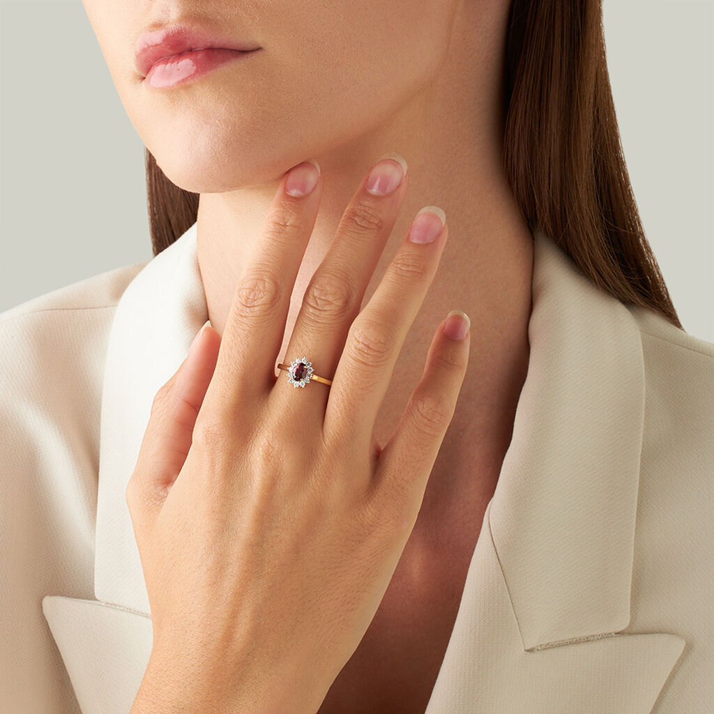 Anello Solitario Jasmine Oro Giallo Rodolite Diamante - Anelli con Pietre Donna | Stroili