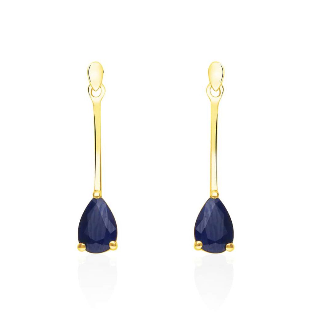 Orecchini pendenti in oro giallo con zaffiri 0.92 ct