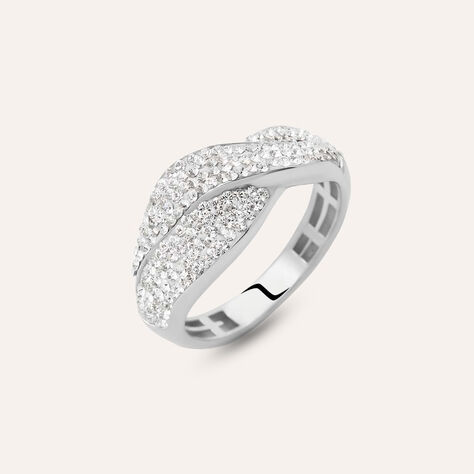 Anello Fascia Christelle Oro Bianco Cristallo - Anelli a Fascia Larga Donna | Stroili