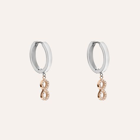 Orecchini A Cerchio Sunrise Acciaio Bicolore Bianco / Rosa Cristallo - Orecchini a Cerchio Donna | Stroili