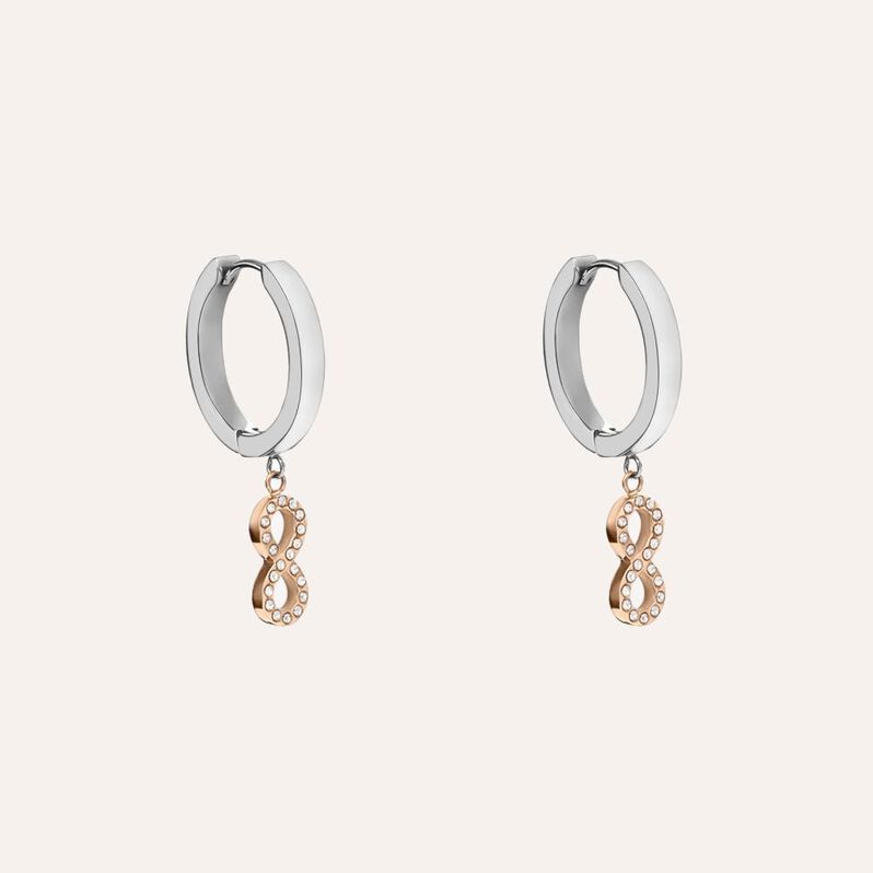 Orecchini A Cerchio Sunrise Acciaio Bicolore Bianco / Rosa Cristallo - Orecchini a Cerchio Donna | Stroili