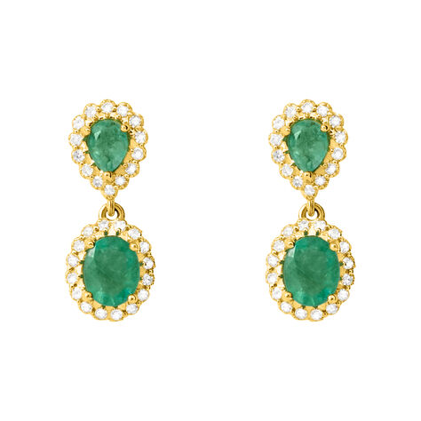 Orecchini Pendenti Charlotte Oro Giallo Smeraldo Diamante Diamante - Orecchini Pendenti Donna | Stroili