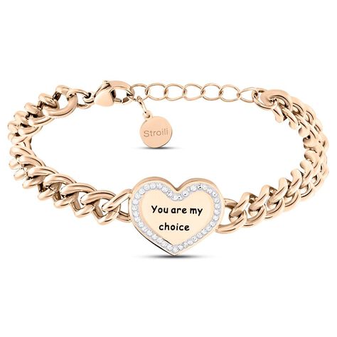 Bracciale Lady Message Acciaio Rosato Love e Cristalli - Bracciali Donna | Stroili