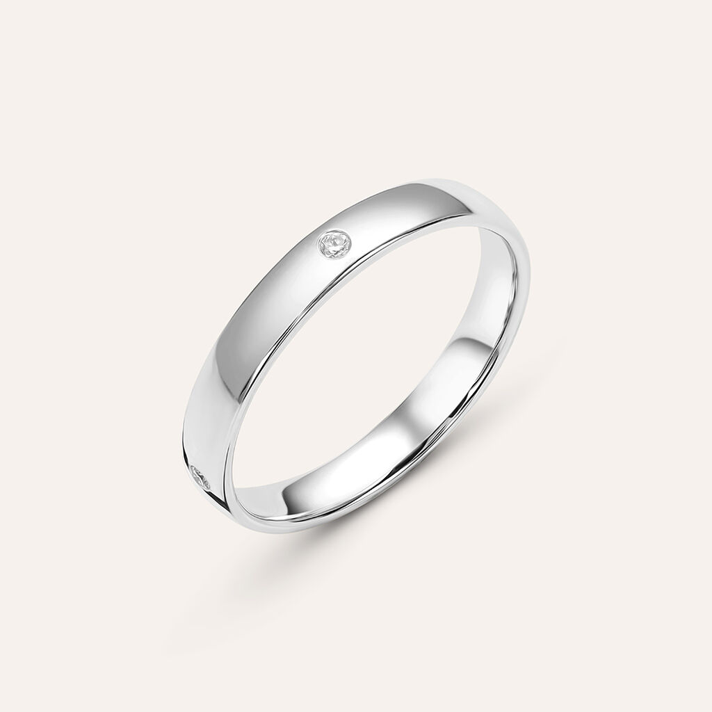 Fede Comoda 3.1 mm Oro Bianco Diamante - Anelli con Incisione Unisex | Stroili
