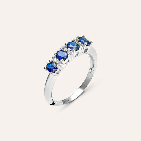 Anello Riviere Elizabeth Crown Oro Bianco Zaffiro Diamante - Anelli Riviere Donna | Stroili