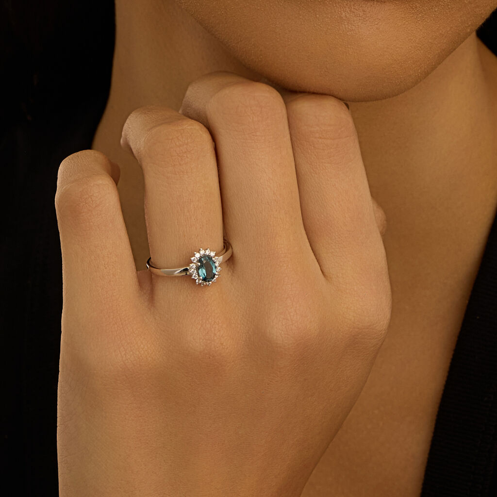 Anello Solitario Amélie Oro Bianco Topazio Cubic Zirconia - Anelli con Pietre Donna | Stroili