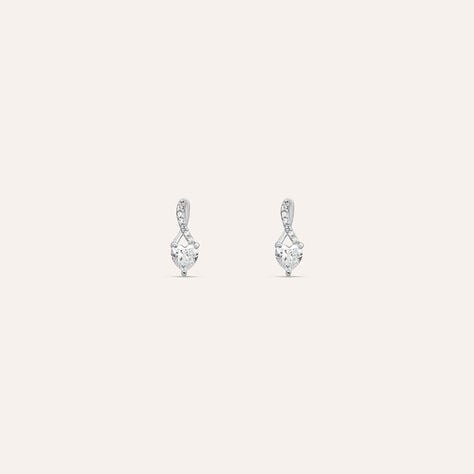 Orecchini Lobo Claire Oro Bianco Cubic Zirconia - Orecchini a Lobo Donna | Stroili