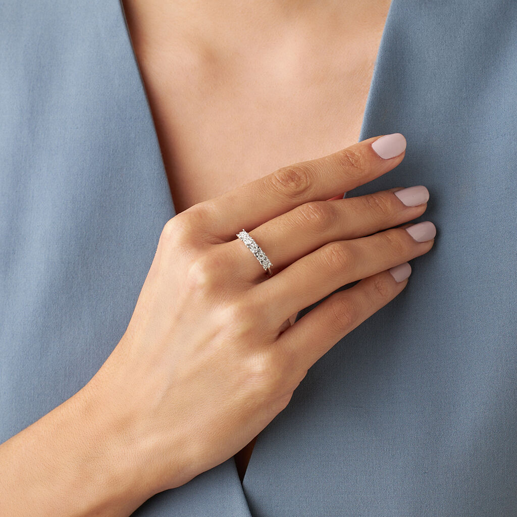 Anello Riviere Petali Oro Bianco Diamante - Anelli Riviere Donna | Stroili