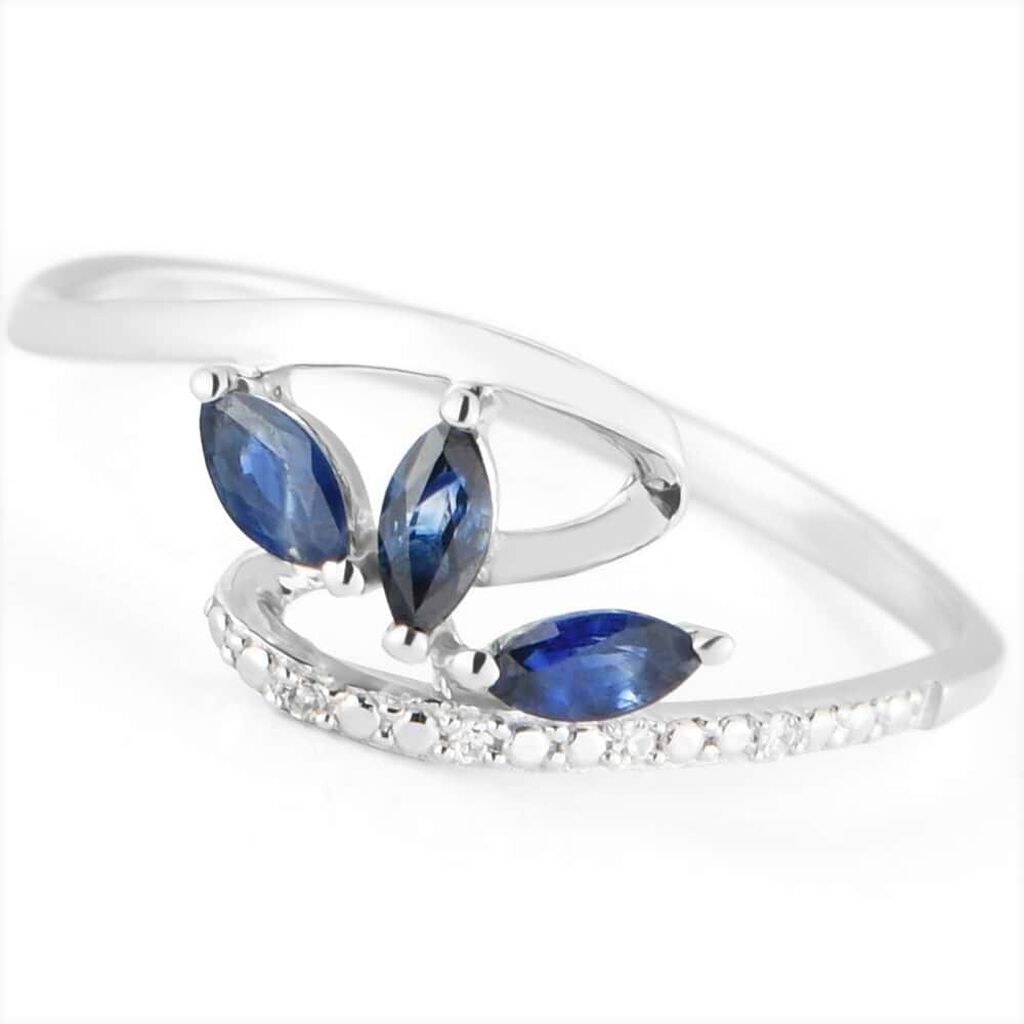 Anello Fantasia Charlotte Oro Bianco Zaffiro Diamante - Anelli con Pietre Donna | Stroili