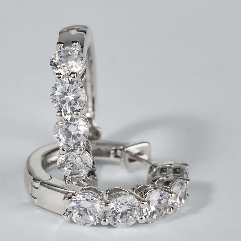 Orecchini A Cerchio Silver Elegance Argento Rodiato Cubic Zirconia - Orecchini a Cerchio Donna | Stroili