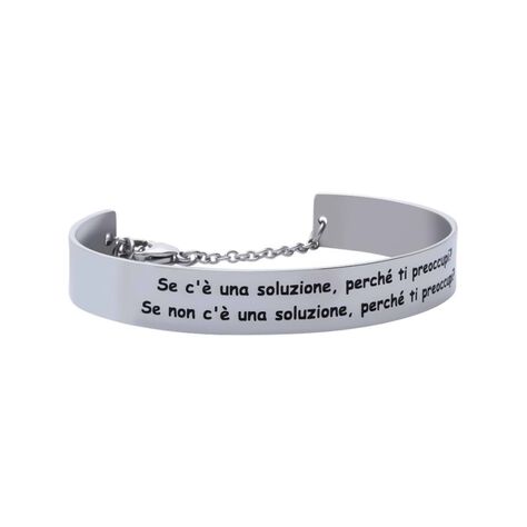 Bangle Se c'è una soluzione: perchè ti preoccupi? Se non c'è una soluzione: perchè ti preoccupi? in acciaio - Bracciali Donna | Stroili