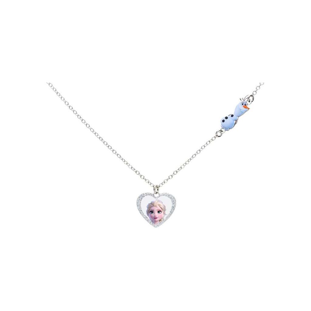 Girocollo con pendente cuore Elsa e Olaf in argento e glitter - Collane Bambino | Stroili