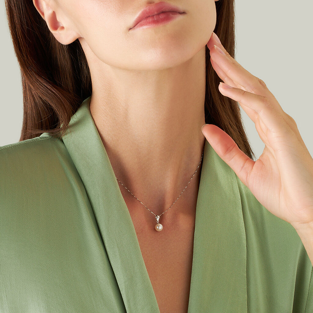 Collana Gabrielle Oro Bianco Perla D'Acqua Dolce - 1413407 • Stroili