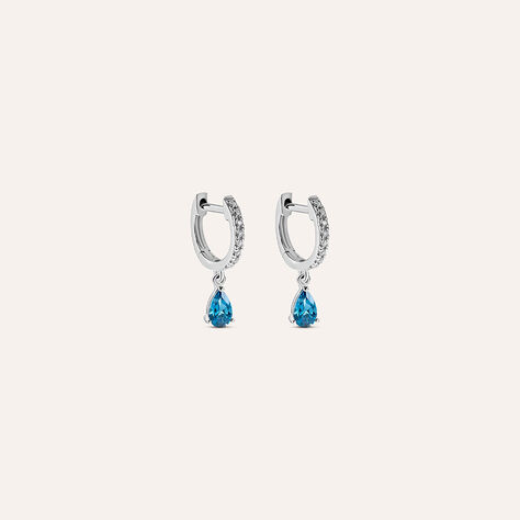Orecchini A Cerchio Amélie Oro Bianco Topazio Cubic Zirconia - Orecchini Pendenti Donna | Stroili