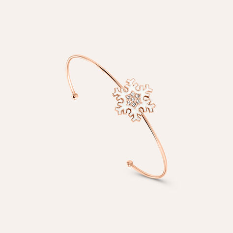 Bangle Lady Sweet Acciaio Rosato Fiocco di neve e Cristalli - Bracciali Donna | Stroili