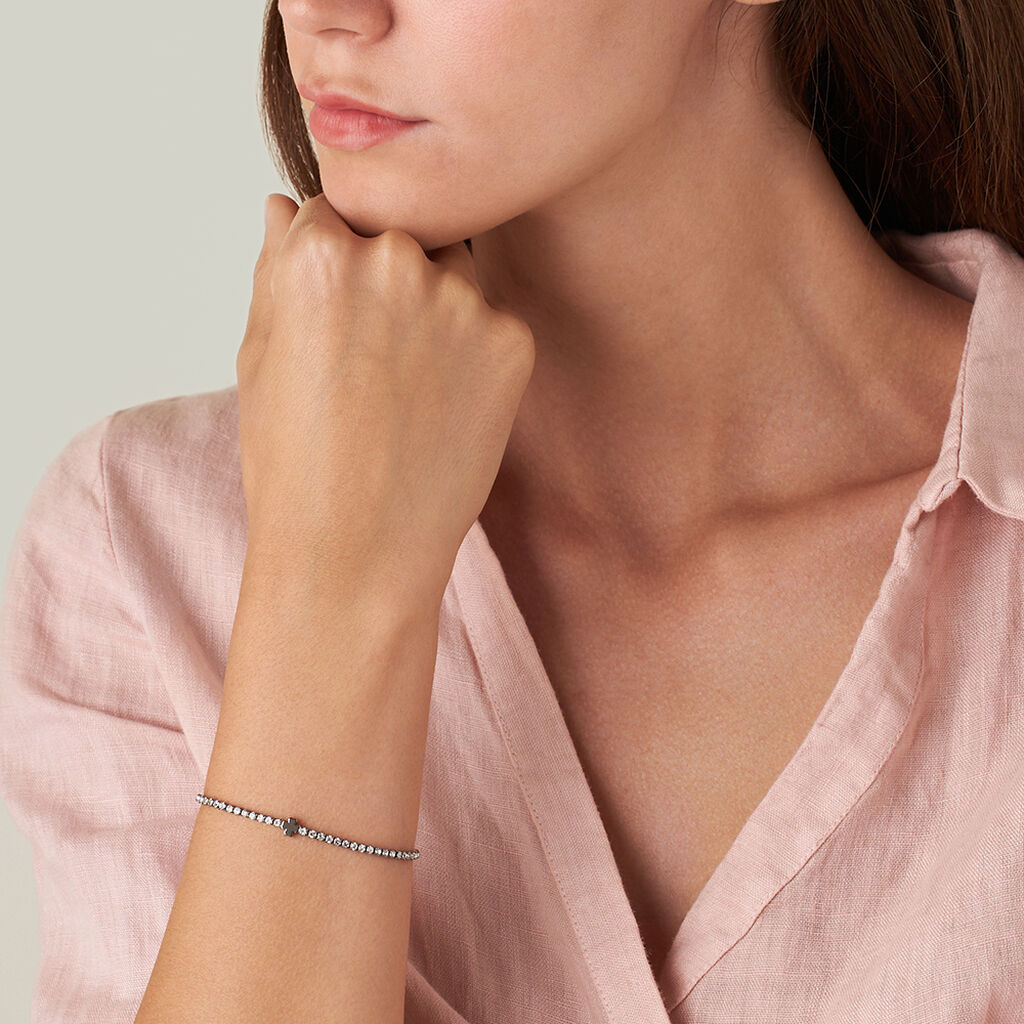 Bracciale Tennis Romantic Shine Metallo Nero Cristallo