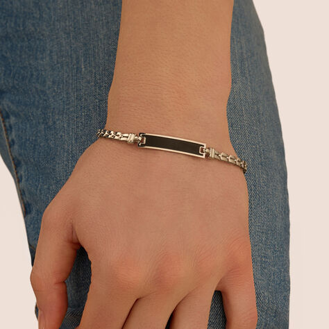 Bracciale Con Targhetta Gentleman Argento Rodiato - Bracciali con Incisione Uomo | Stroili
