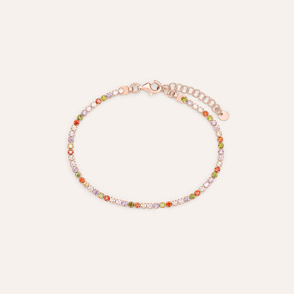 Bracciale Tennis Silver Rainbow Argento Rosa Cubic Zirconia