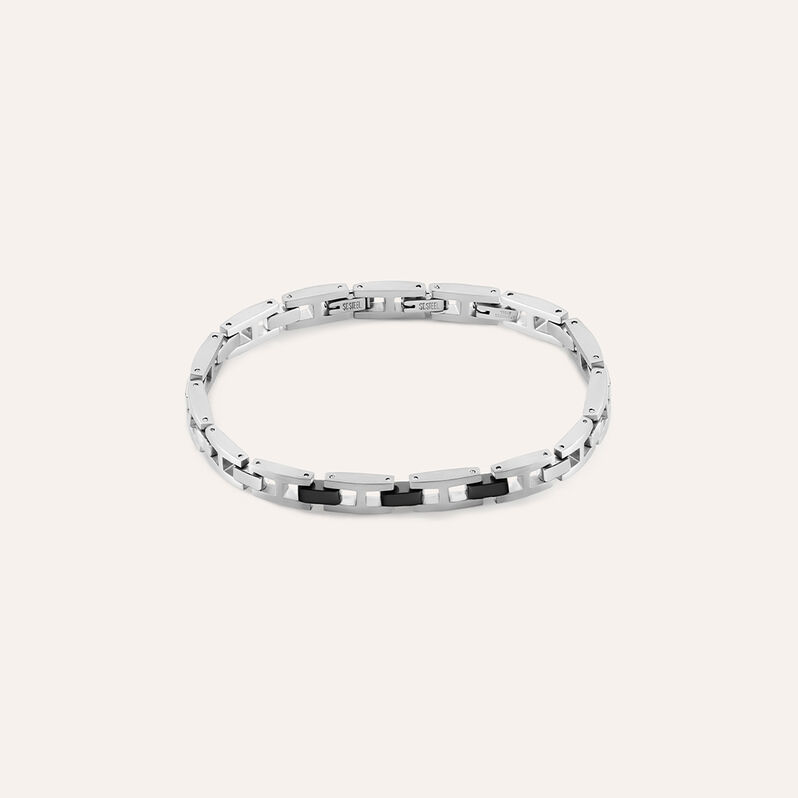 Bracciale Man Code Acciaio Bicolore Bianco / Nero - Bracciali Uomo | Stroili