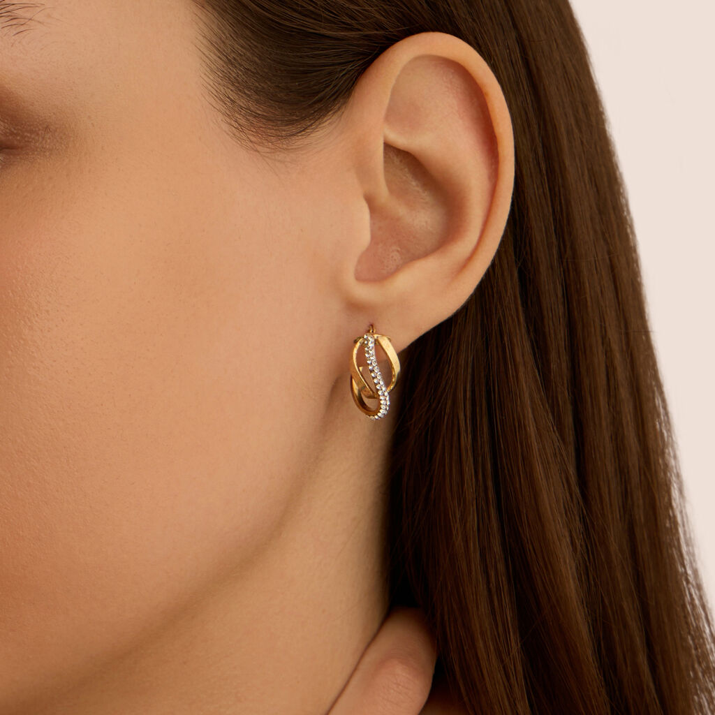 Orecchini A Cerchio Toujours Oro Giallo Cristallo