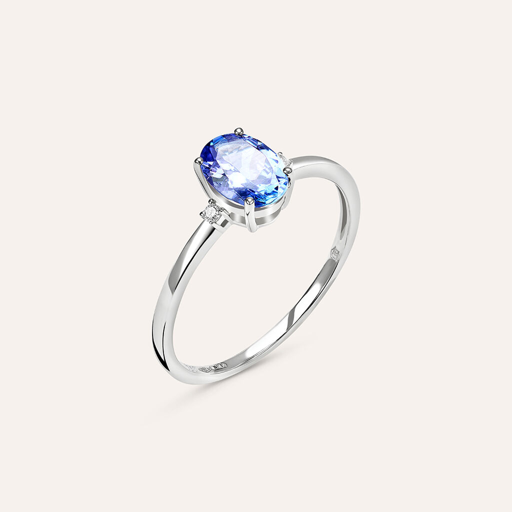 Anello Solitario Jasmine Oro Bianco Tanzanite Diamante - Anelli con Pietre Donna | Stroili
