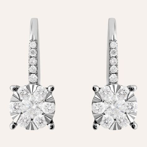 Orecchini Lobo Punto Luce Petali Oro Bianco Diamante - Orecchini a Lobo Donna | Stroili