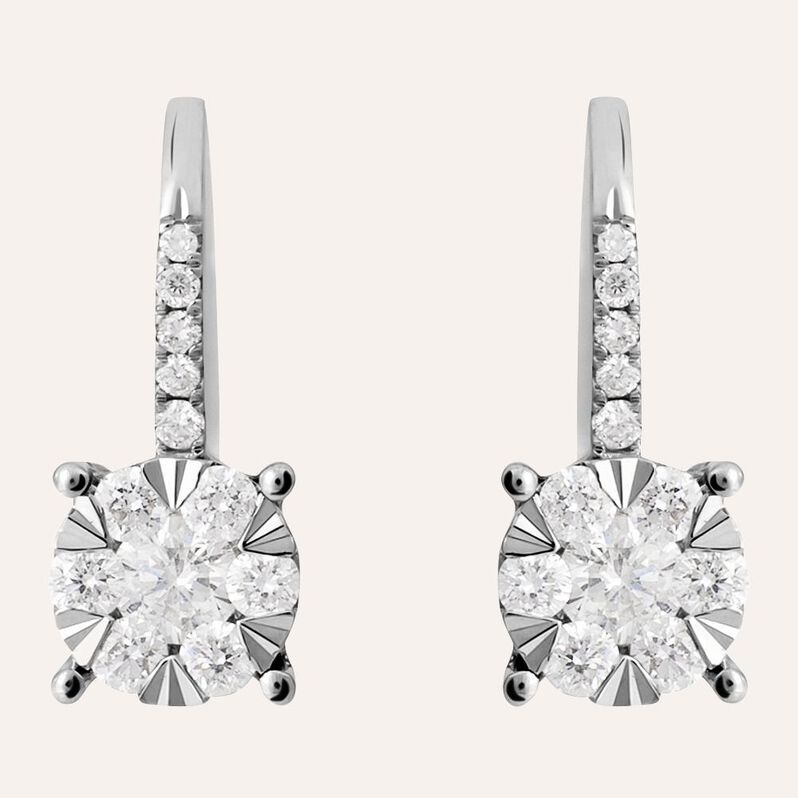 Orecchini Lobo Punto Luce Petali Oro Bianco Diamante - Orecchini a Lobo Donna | Stroili