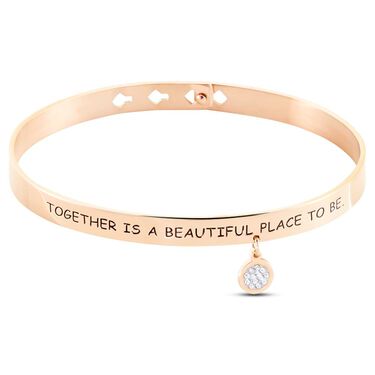 Bangle Lady Message Acciaio Rosato Friendship e Cristalli