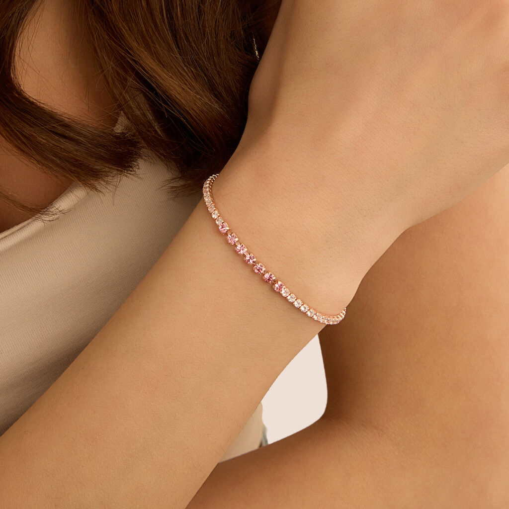 Bracciale Tennis Romantic Shine Metallo Rosa Cristallo - Bracciali Tennis Donna | Stroili