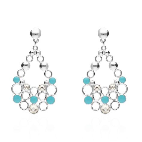 Orecchini pendenti a goccia in ottone rodiato con cristalli e smalto azzurro - Orecchini Pendenti Donna | Stroili